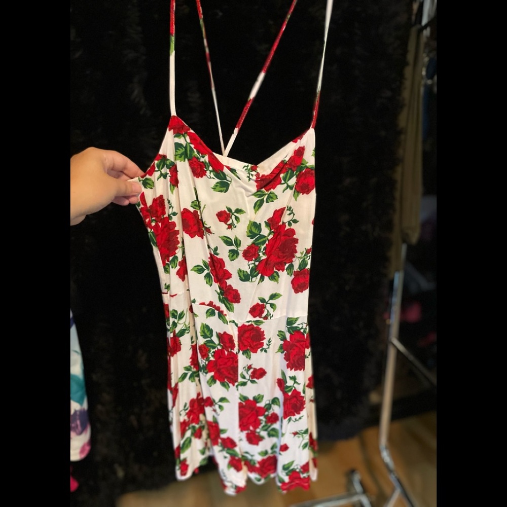 White with roses strapped romper